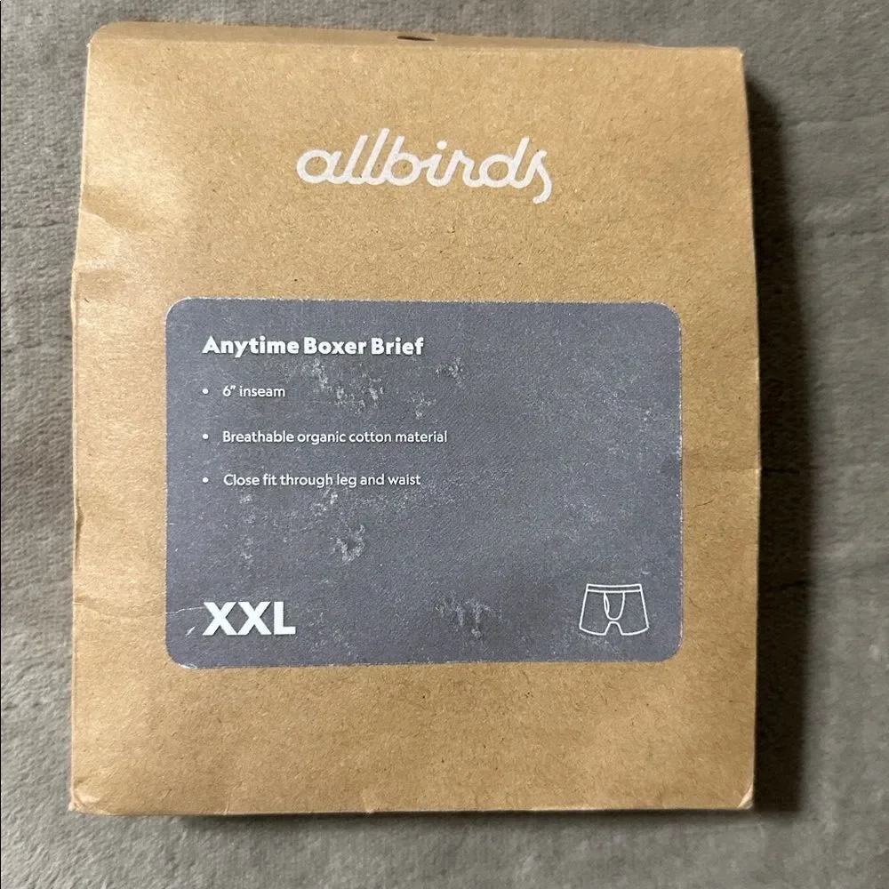 allbirds Gray Black Waistband Anytime Organic Cotton Boxer Brief 6” Inseam